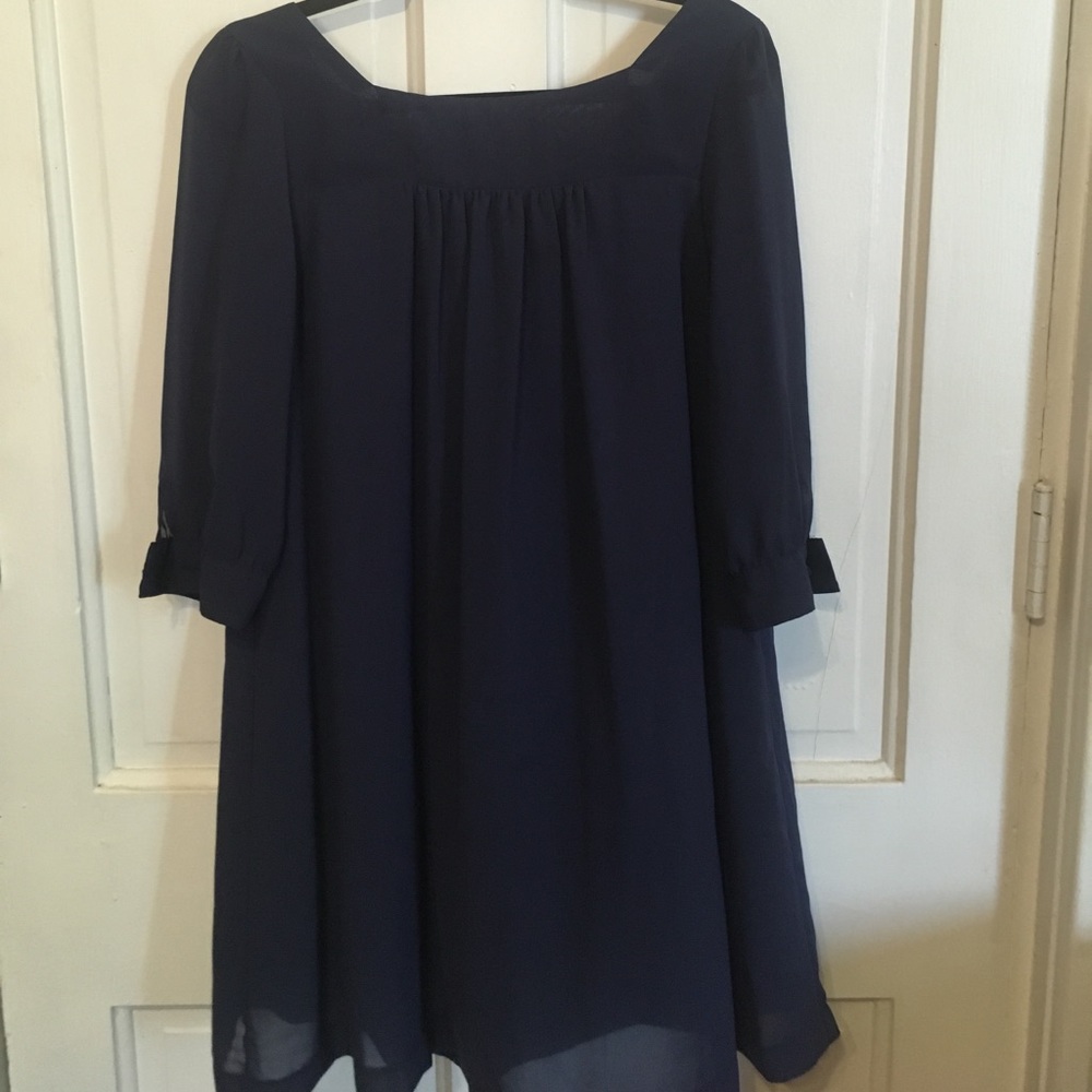 Modest blue two layer dress