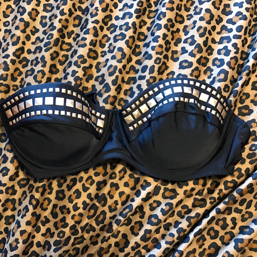 ❌❌SOLD❌❌ Black Bandeau with Gold Stud Bikini Top