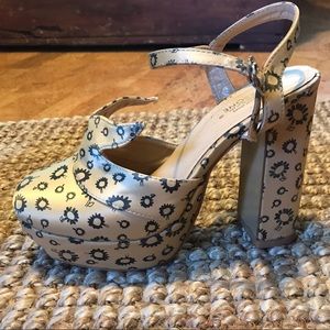 Floral Chunk Heels with Platform