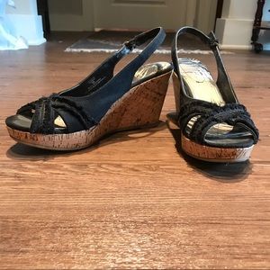 Black Criss-Cross Wedges