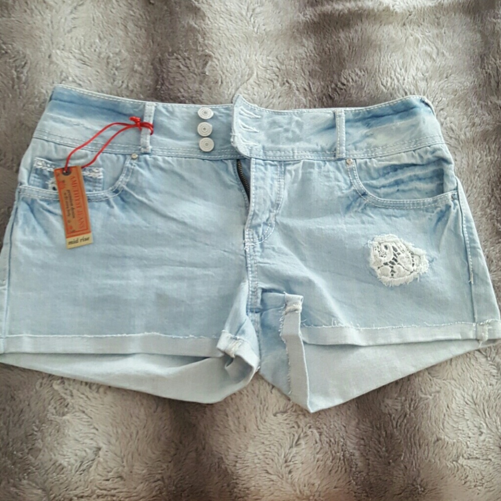 Light blue jean shorts
