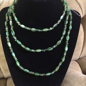 Green bead necklace.