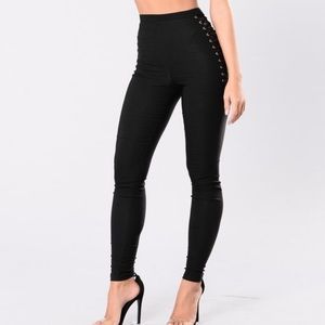 Black Lace Up Pants