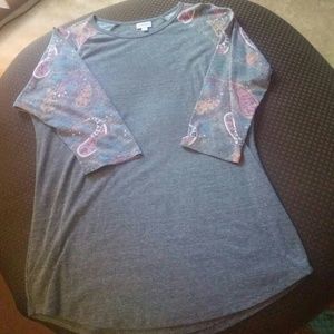 Lularoe RANDY Grey with Paisley sleeve XL