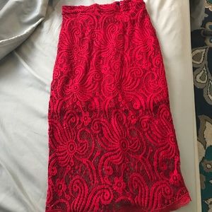 Misguided Fitted Mini Skirt With Lace Overlay