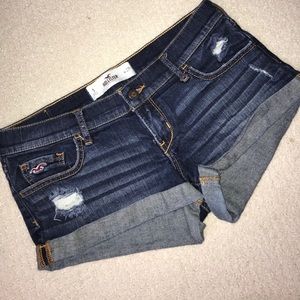 Hollister Women's Distressed Dark Jean Shorts