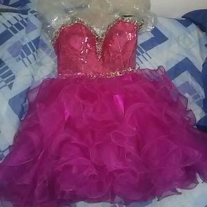 Pink Sweetheart Neckline Tube Ruffled Dress