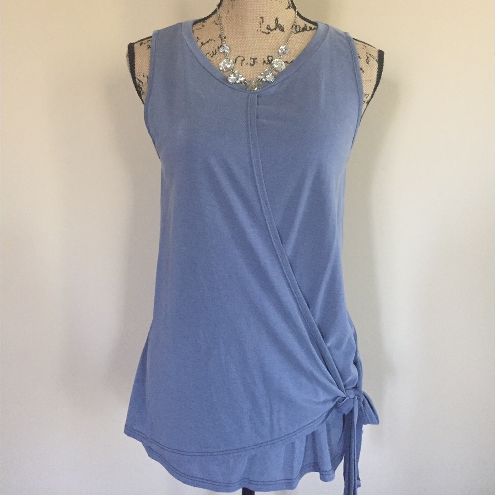 LAST 1! Dusty blue front tie knit tank - Picture 2 of 7