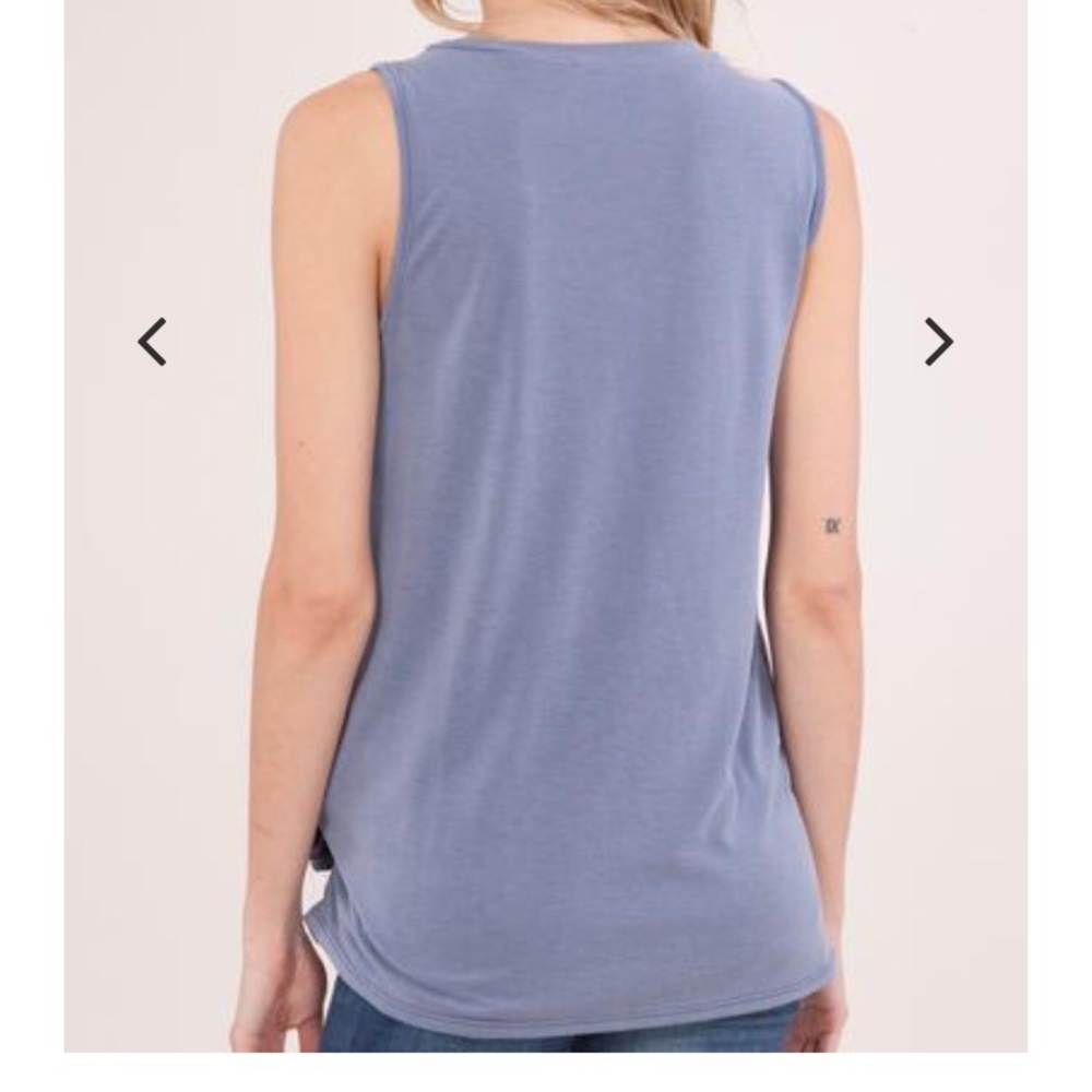LAST 1! Dusty blue front tie knit tank - Picture 7 of 7