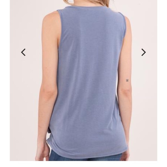 LAST 1! Dusty blue front tie knit tank - Picture 7 of 7