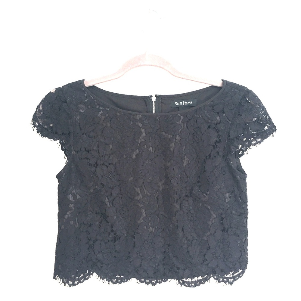 Black lace crop top