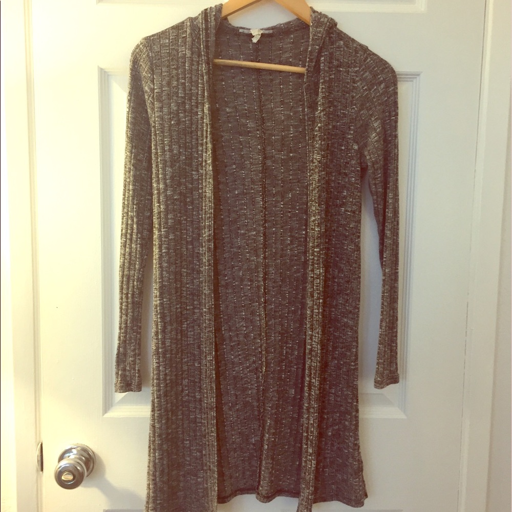 Gray cardigan with hood