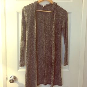 Gray cardigan with hood