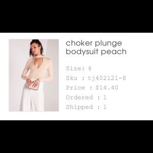 Misguided Peach Body Suit