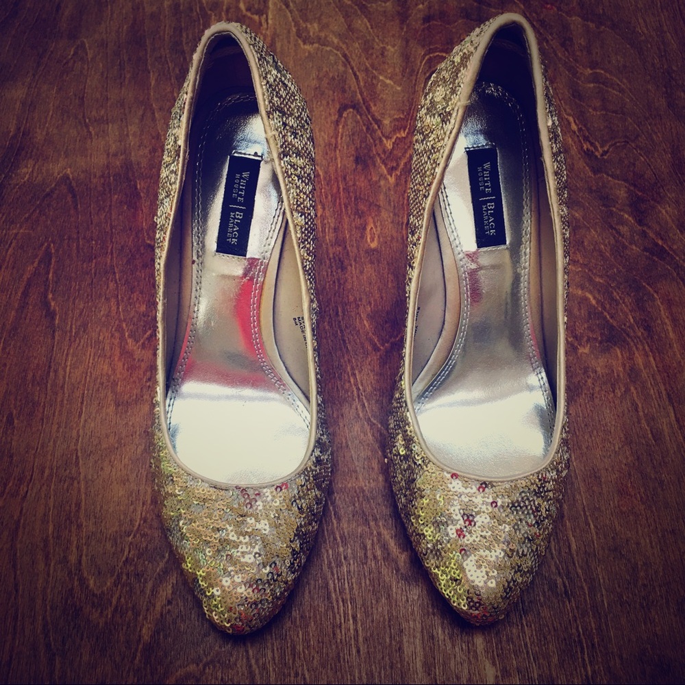 Gold sequin heels