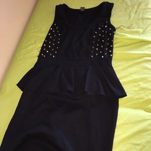 Black studded peplum dress