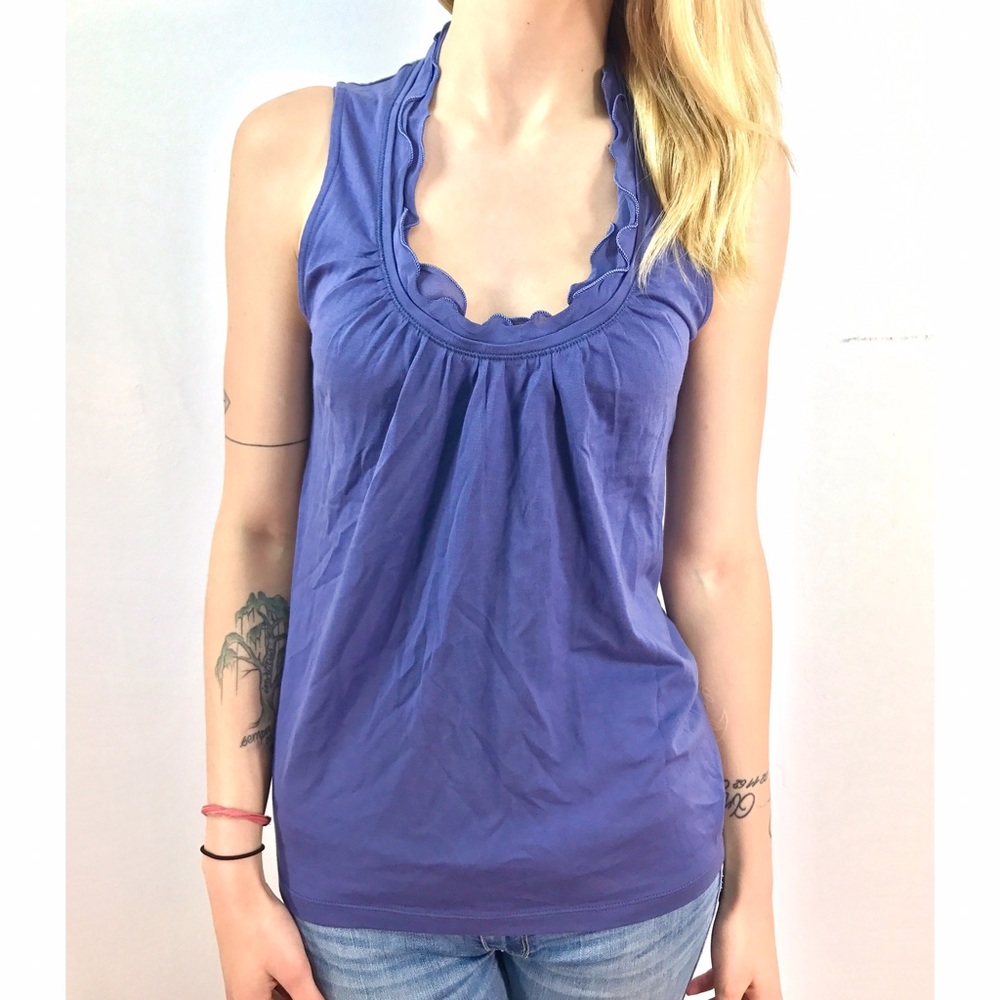 Banana Republic Blue Tear Drop Neckline Top