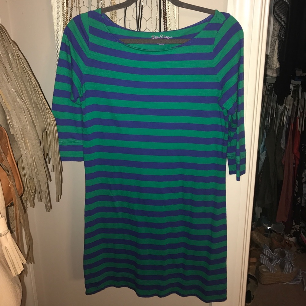 Lilly blue and green striped dress
