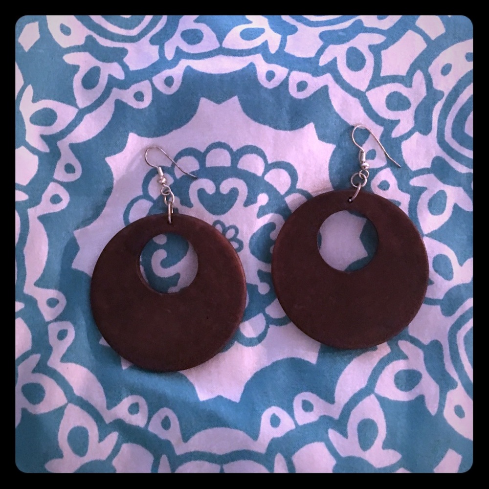 Round Wooden Earrings
