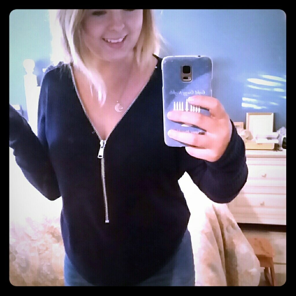 Navy blue zipper shirt