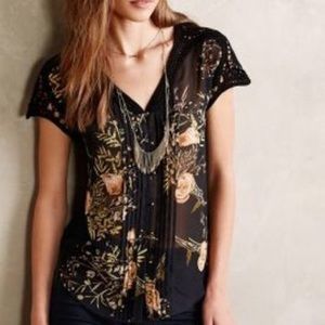 Meadow Rue Sheer Vintage Floral Top