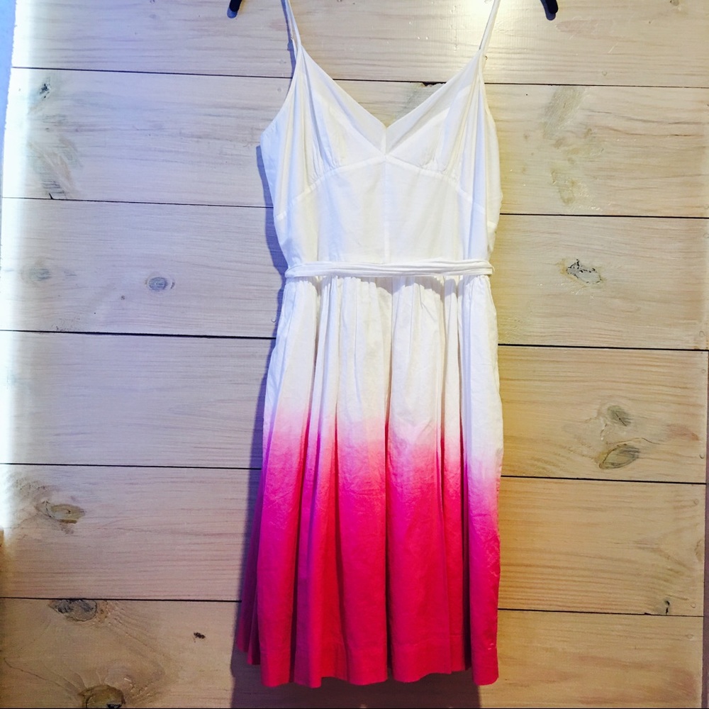 White dress with pink hombre dip