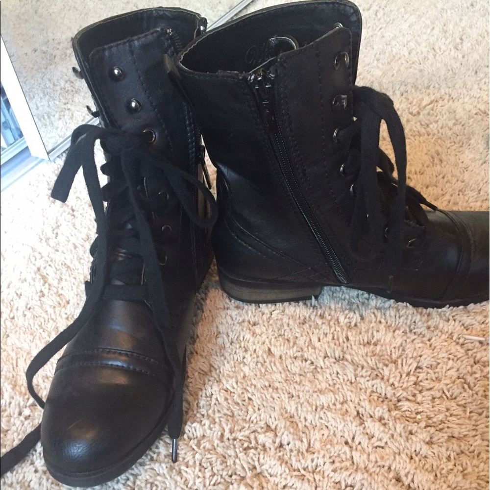Black combat boots
