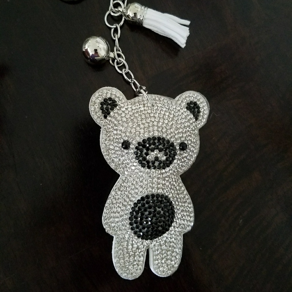 Bear rhinestone bag charm keychain
