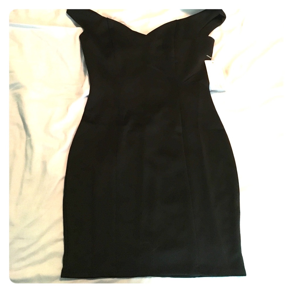 Black off the shoulder cocktail dress