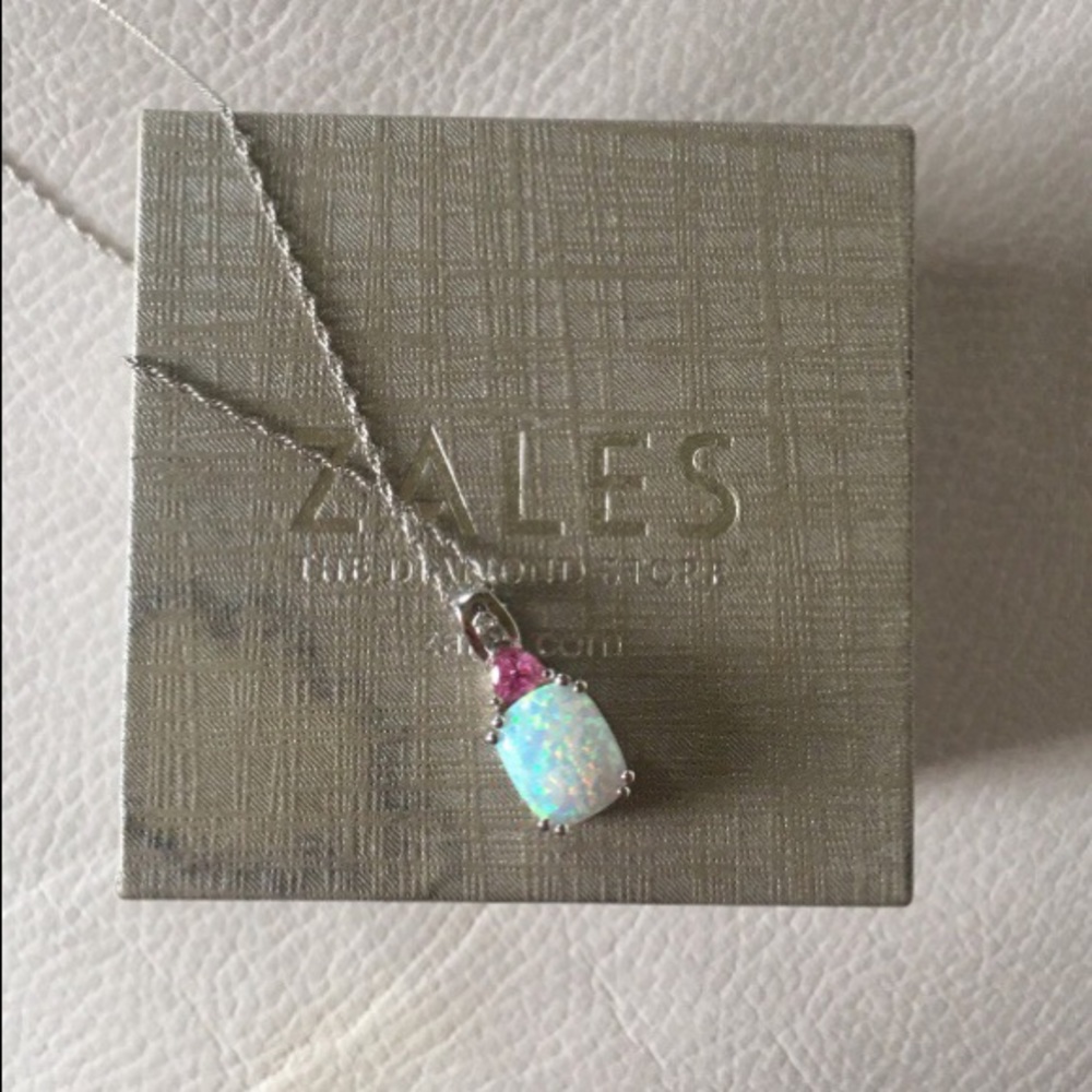 Opal Diamond- 14k Silver chain