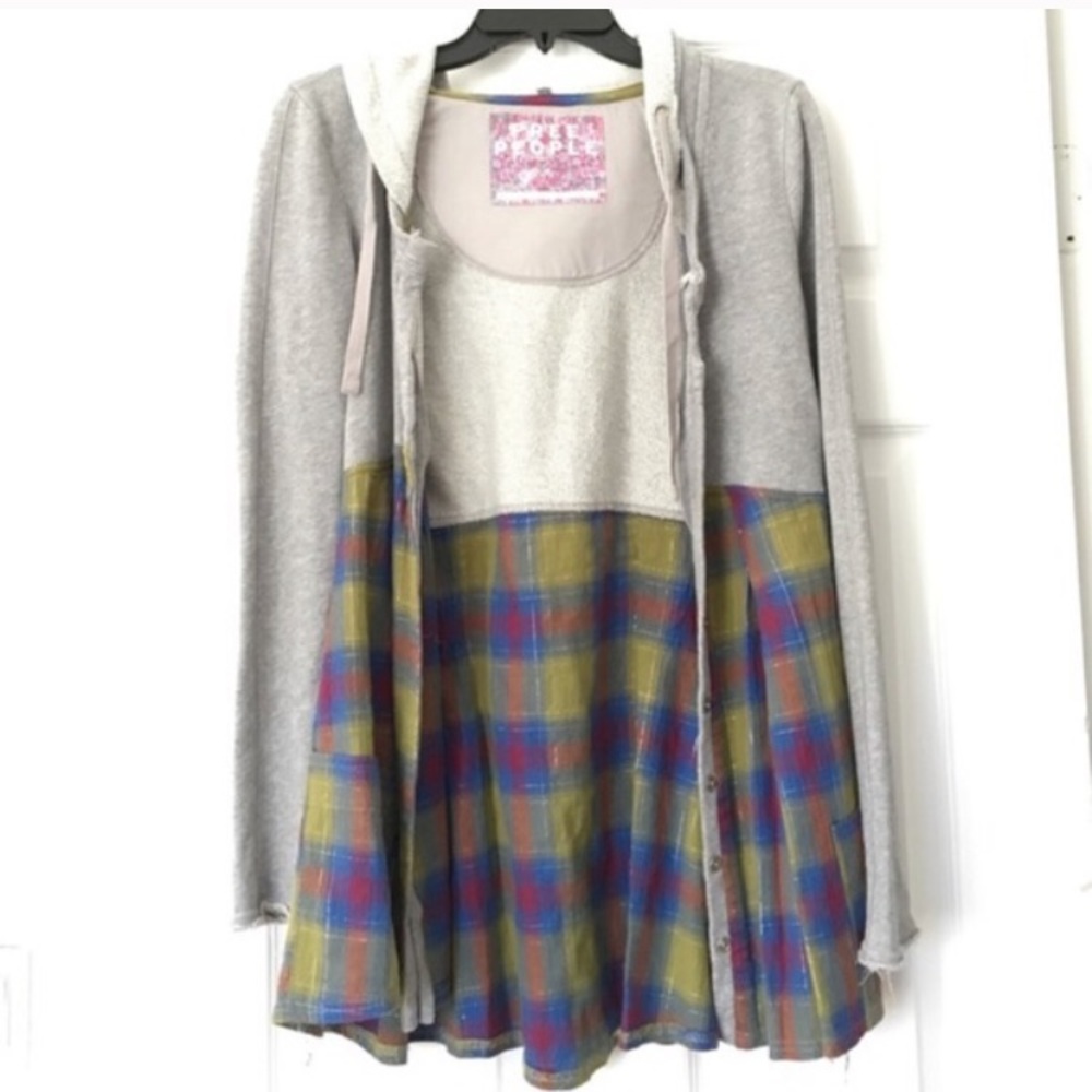 Free People plaid sweatshirt hoodie
