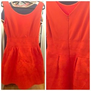 Vibrant Orange Fit & Flare Dress