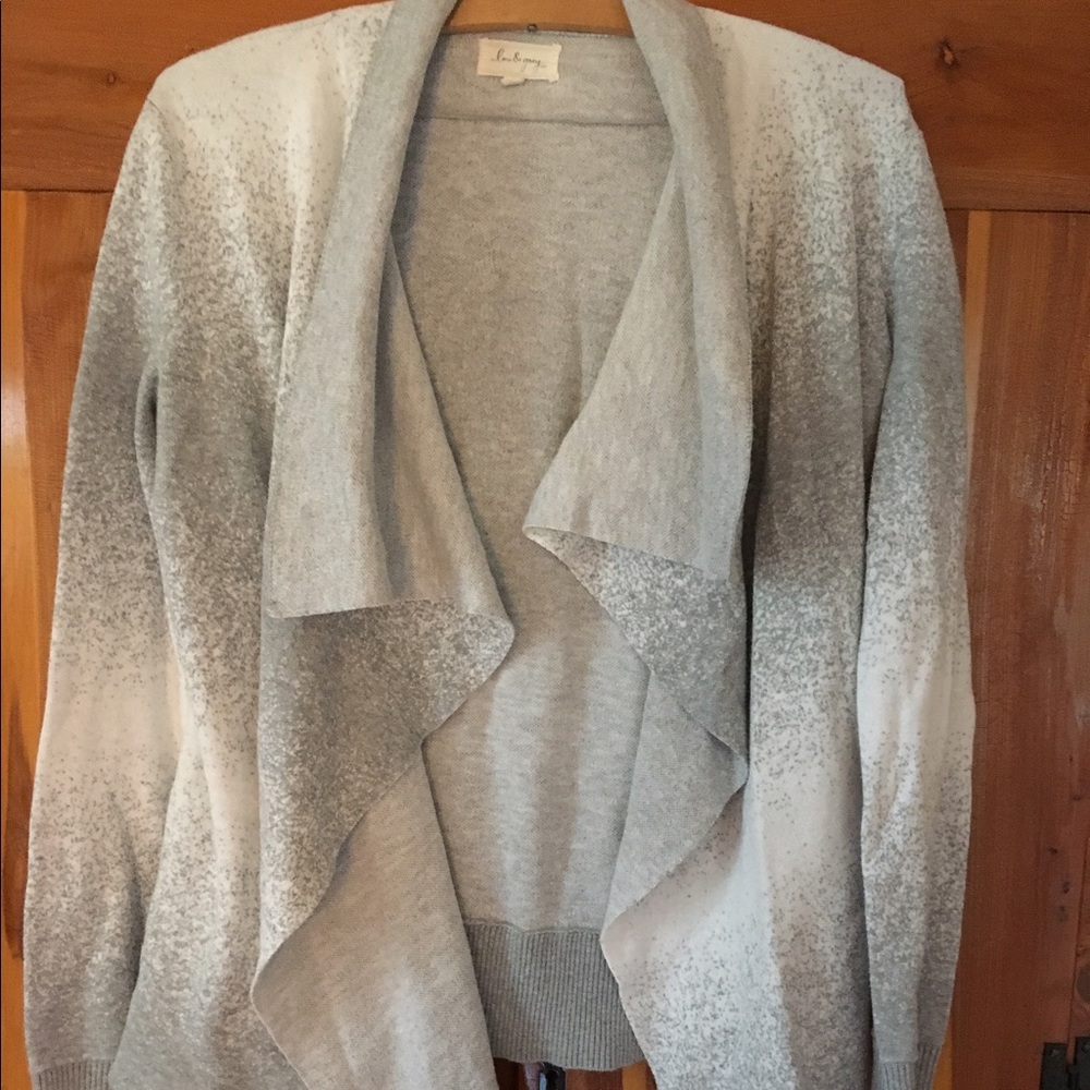 Lou & Grey soft open front gray and white cardigan