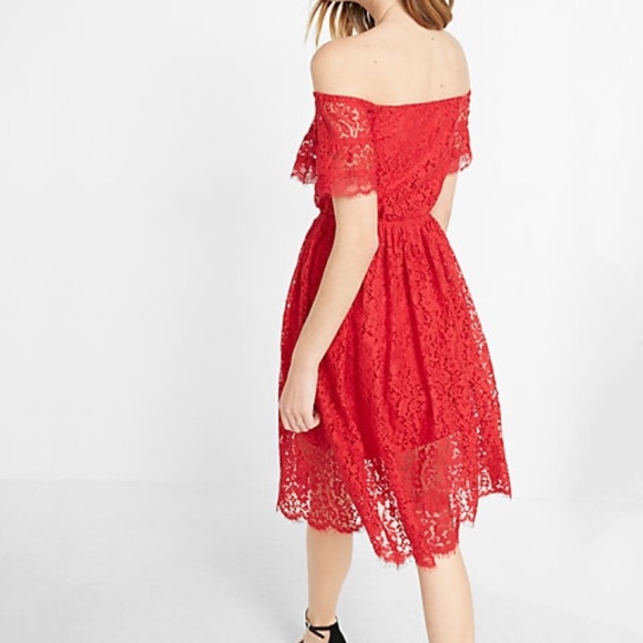 ππ Host Pick Red Lace XS Express Shoulder Dress - Picture 7 of 8