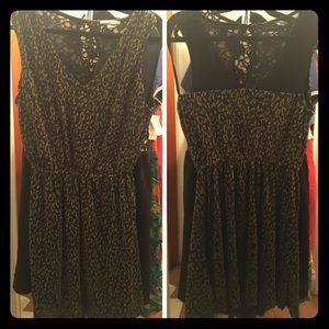 XL Gold and Black Glitter Leopard Party Dress