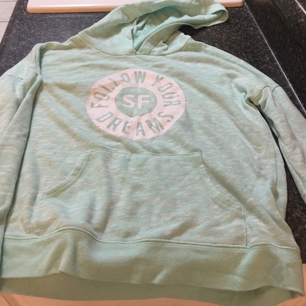 Old Navy hoodie teal and white