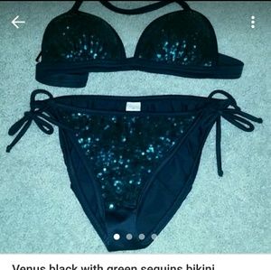 Venus black with green sequins bikini