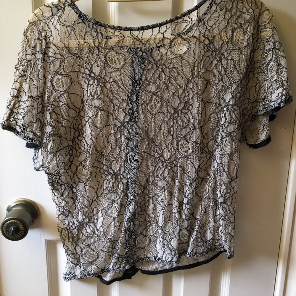 Black and cream lace top
