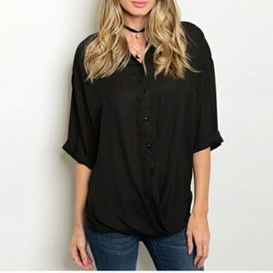 Black Chiffon drop back blouse