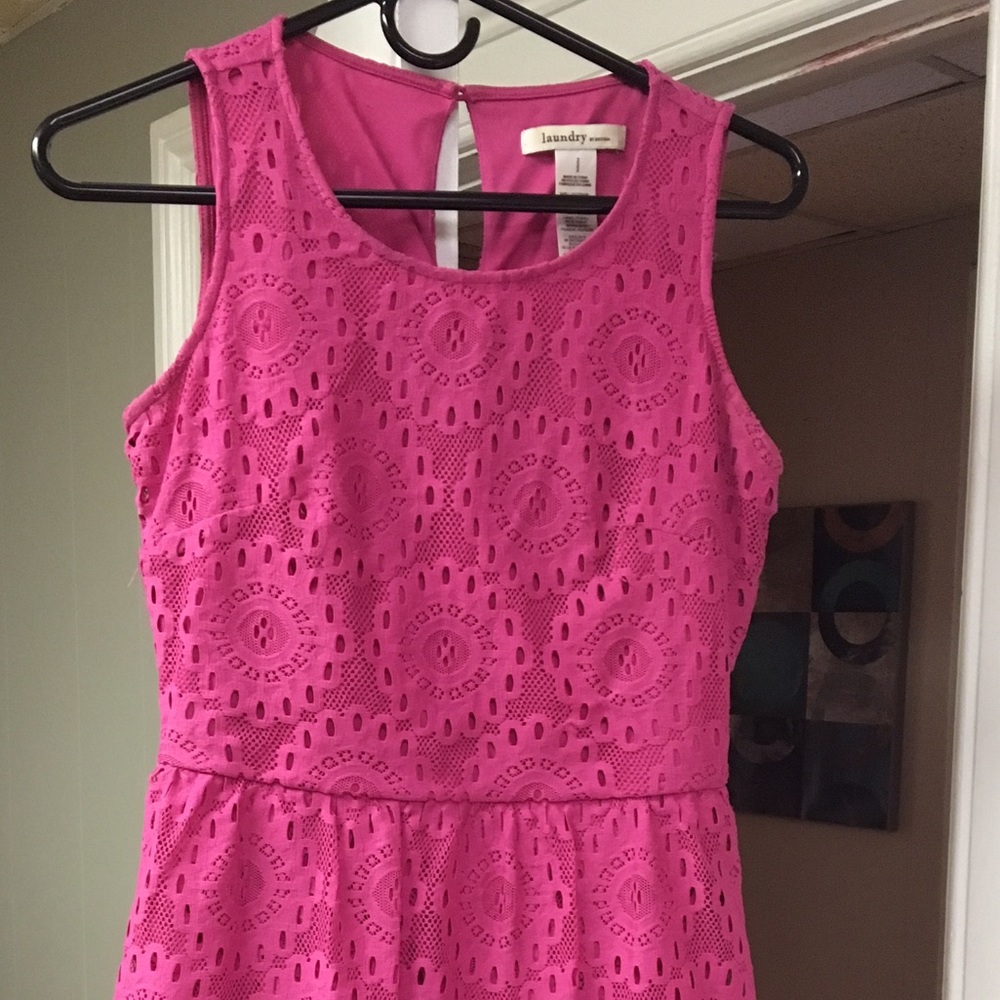 Laundry by design - pink lace overlay peplum dress