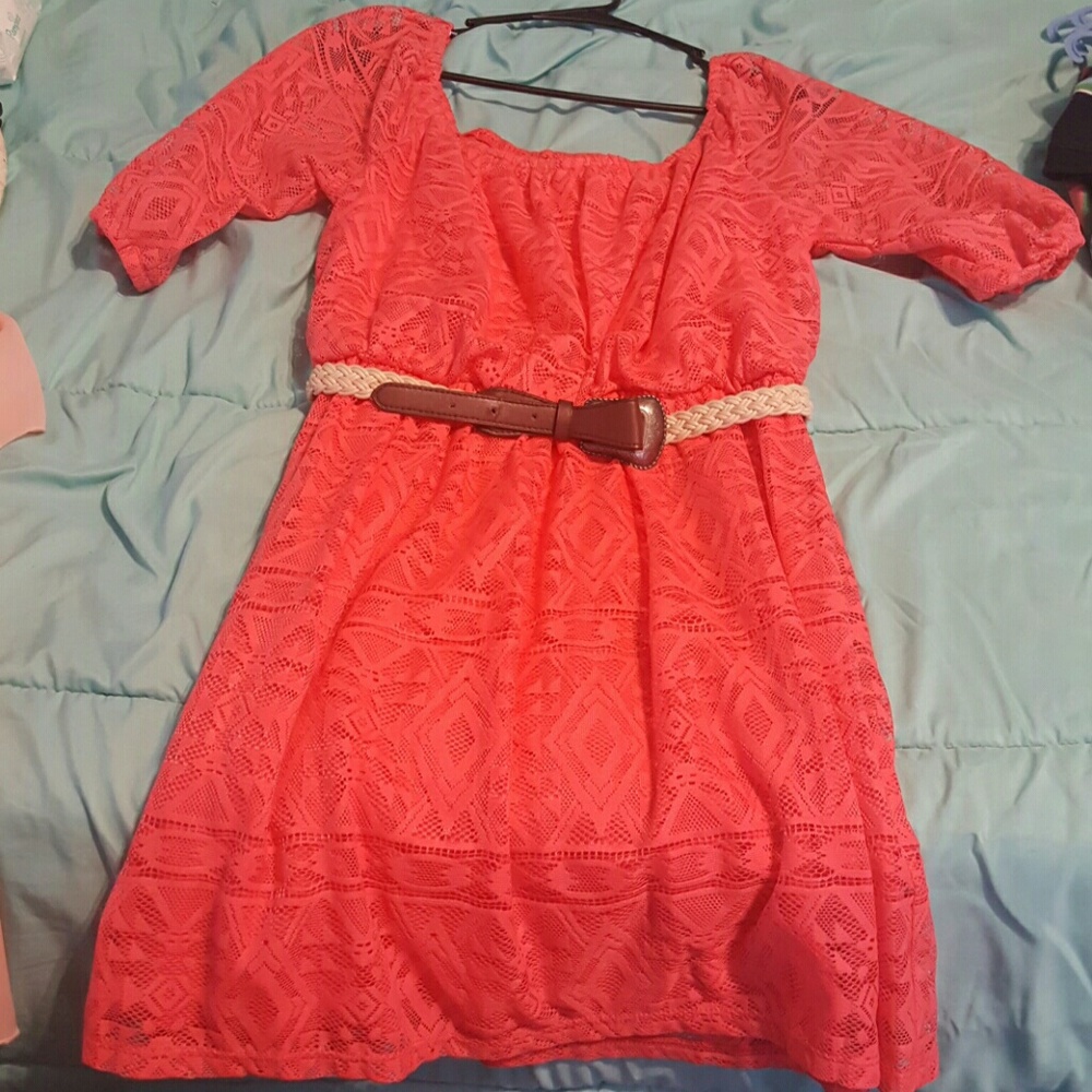 Coral lace dress