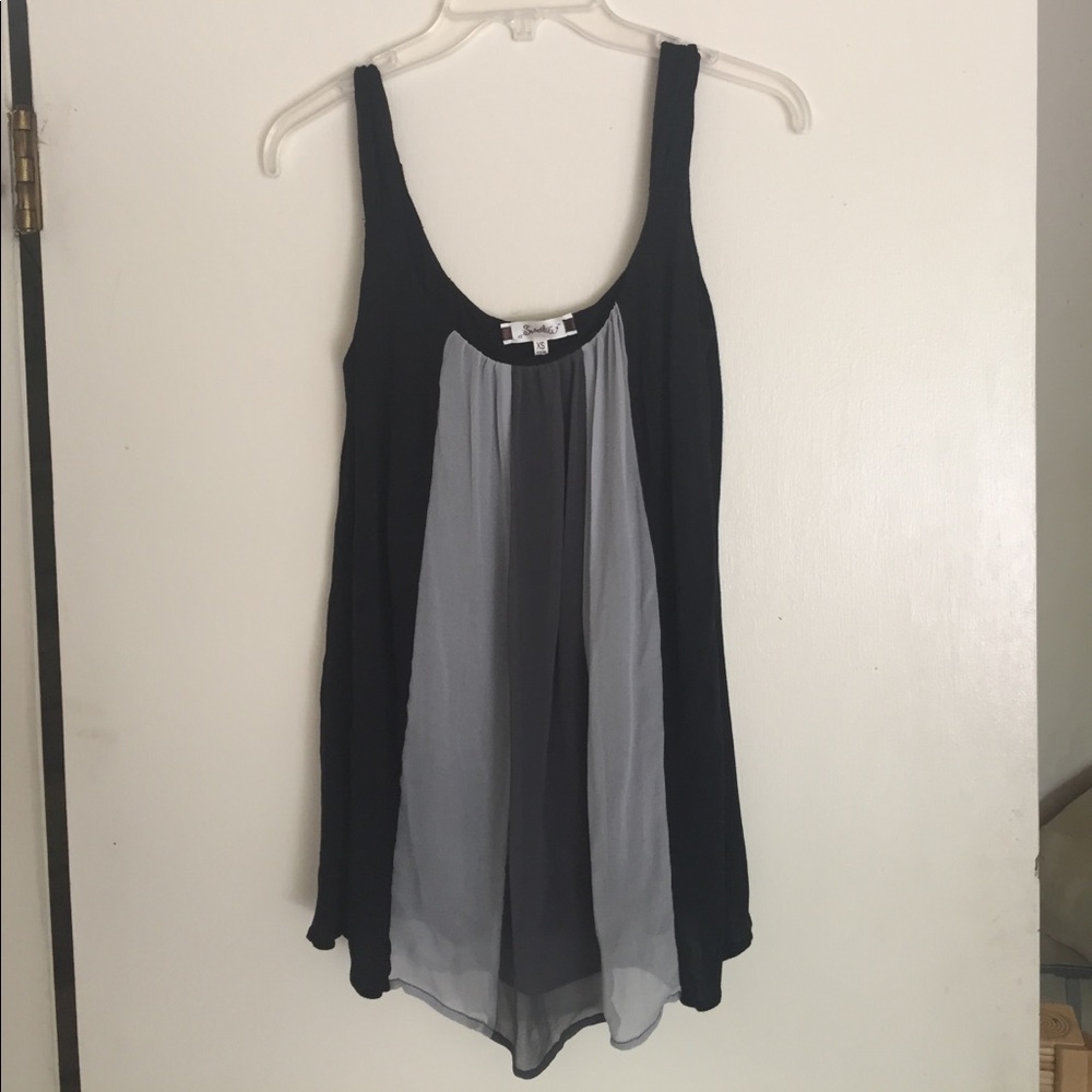 Black and grey soft flowy tank top