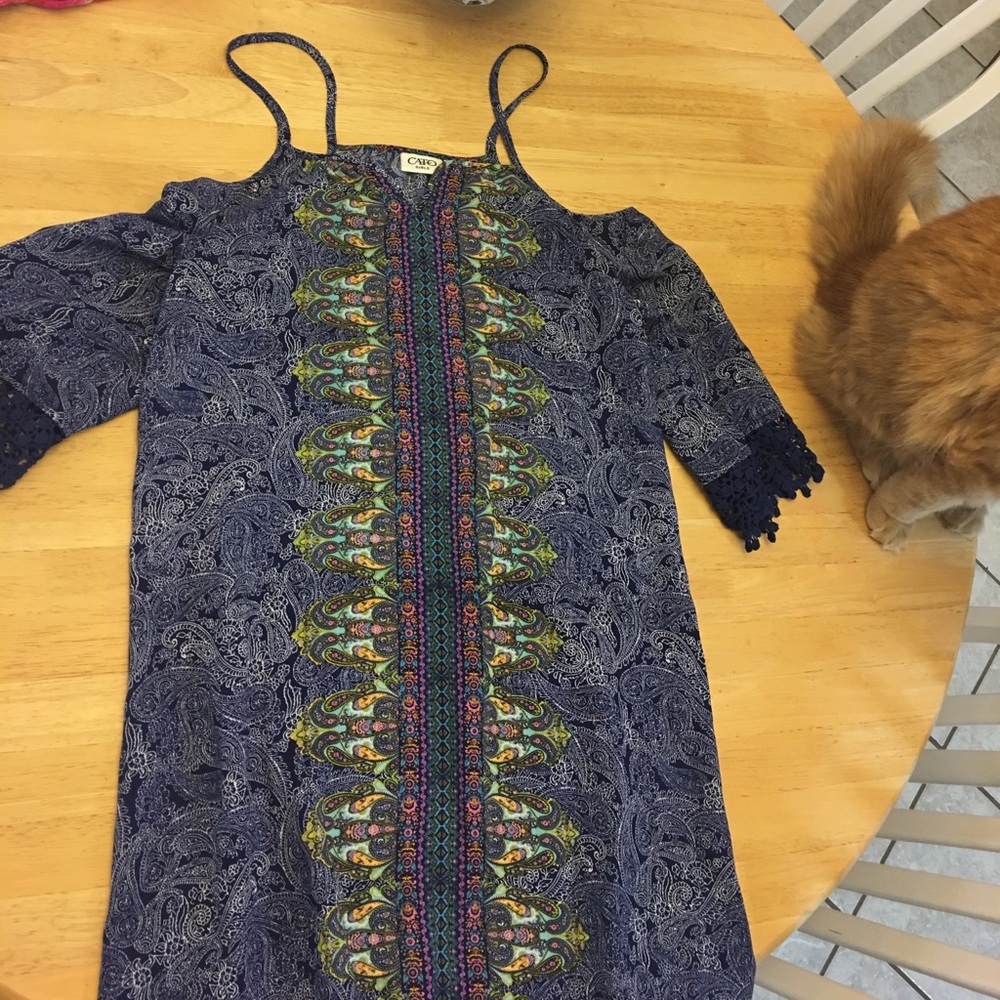 Blue and pink dress cold shoulder!
