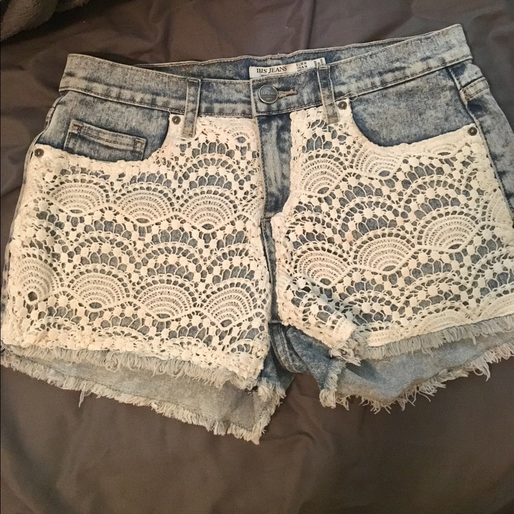 Lace Denim Shorts