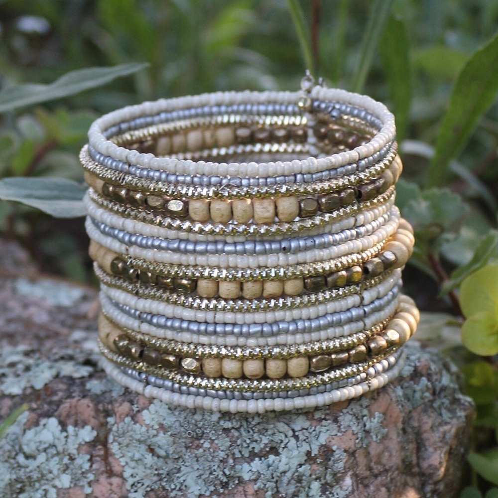 Sand & Sky Beaded Cuff