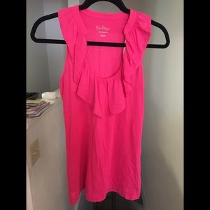 Lilly Pulitzer Flamingo Pink Ruffle Tank Top 💗