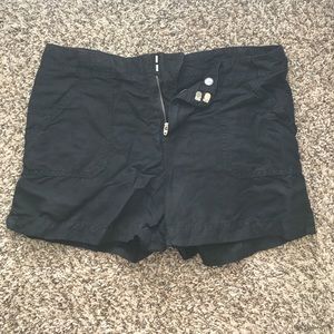 black linen shorts