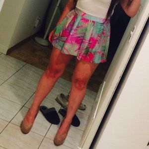 Nanette Leopore silk "Palm Paradise" skirt