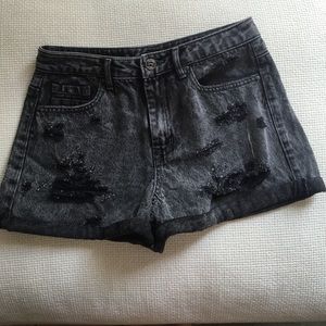Pull & Bear Black High Waisted Shorts.