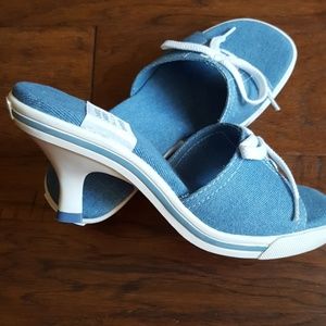 Never Worn! Cute and Sporty Denim Heels